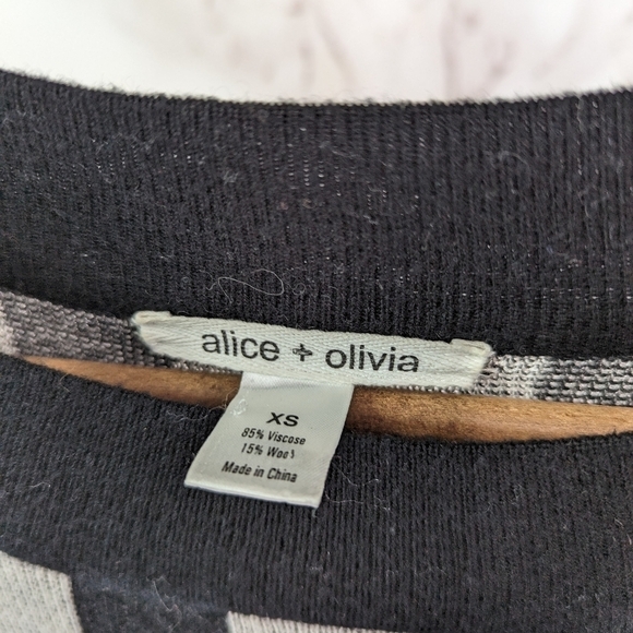 Alice + Olivia Dress Women XS Sweater Gray Wool Colorblock Stripe Mod Mini Tunic - Picture 3 of 9